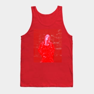 Very cool looking guy. Dark, but so cool. Moon on forehead. Red and pink. Tank Top